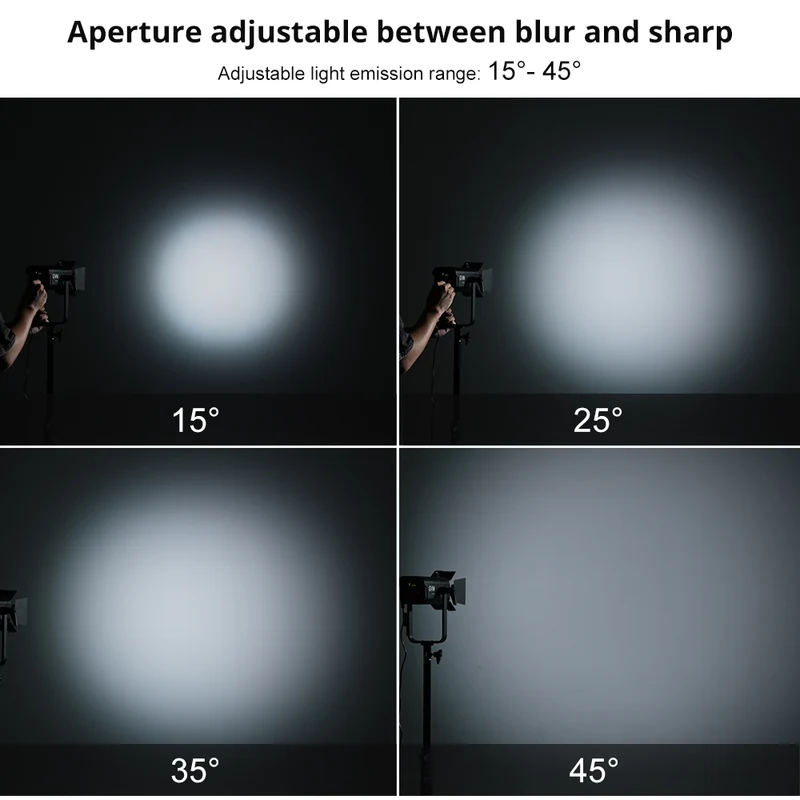 GVM 100W LED Video Light Focusing, Photography Lighting Kit Floodlight with Adjustable 15-45° Beam,30200lux@1m/2700K-6800K Continuous Lighting with Barn Doors for Product/Portrait/Video Recording