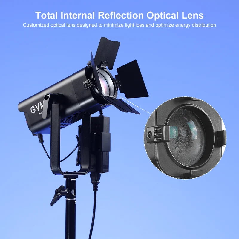 GVM 100W LED Video Light Focusing, Photography Lighting Kit Floodlight with Adjustable 15-45° Beam,30200lux@1m/2700K-6800K Continuous Lighting with Barn Doors for Product/Portrait/Video Recording