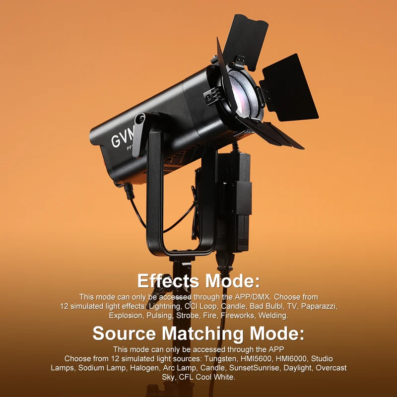 GVM 100W LED Video Light Focusing, Photography Lighting Kit Floodlight with Adjustable 15-45° Beam,30200lux@1m/2700K-6800K Continuous Lighting with Barn Doors for Product/Portrait/Video Recording