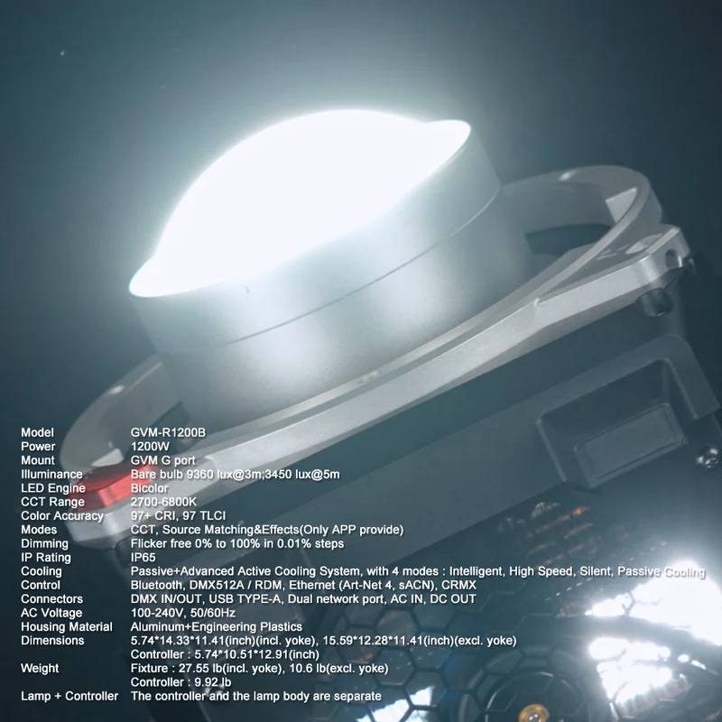 Reign R1200B 1200W Bi-Color Integrated Spotlight