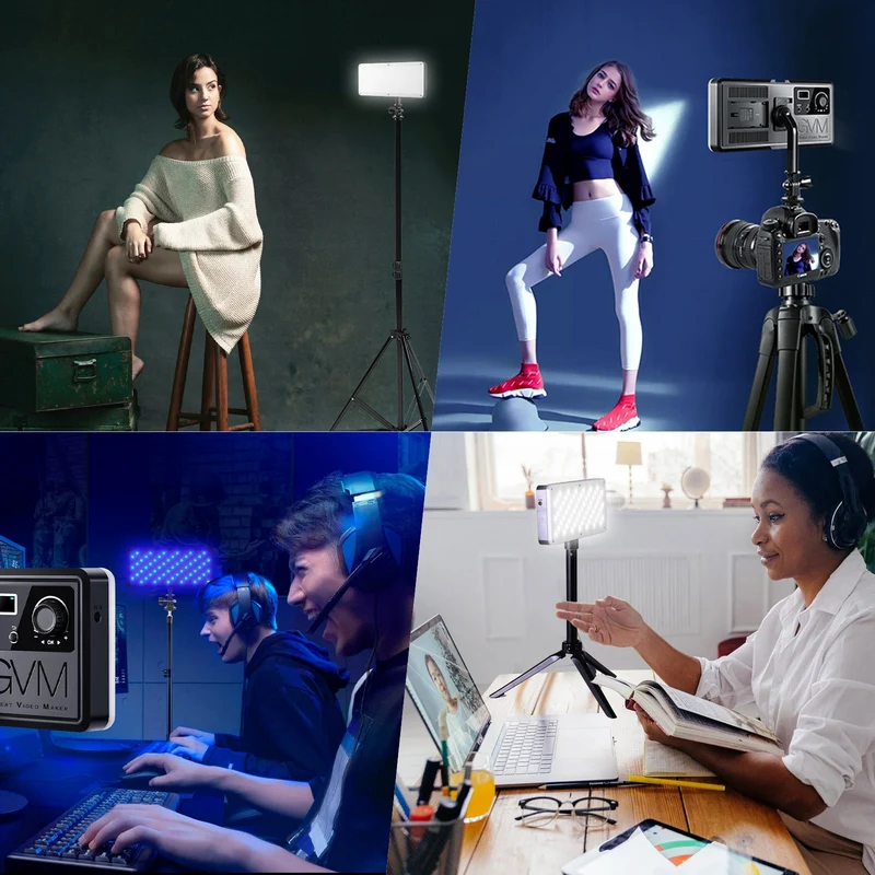 GVM-S20WB2L Dual-Light Set - Bi-Color Temperature On-Camera Lights - Adapter (9V/3A) 2m Cable Length - Desktop Stand