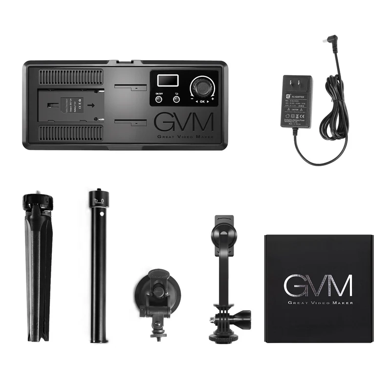 GVM-S20WB2L Dual-Light Set - Bi-Color Temperature On-Camera Lights - Adapter (9V/3A) 2m Cable Length - Desktop Stand