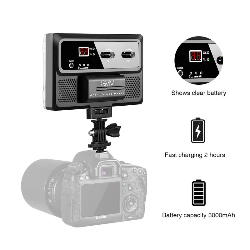 GVM-10S Bi Color Professional Video on Camera Video Light with Control Knob