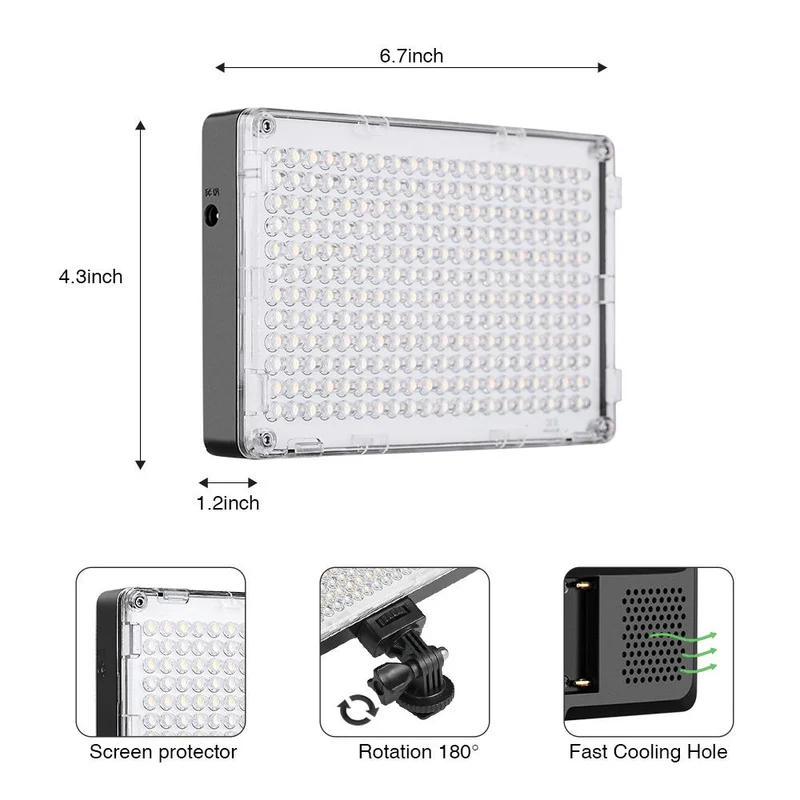 GVM-10S Bi Color Professional Video on Camera Video Light with Control Knob
