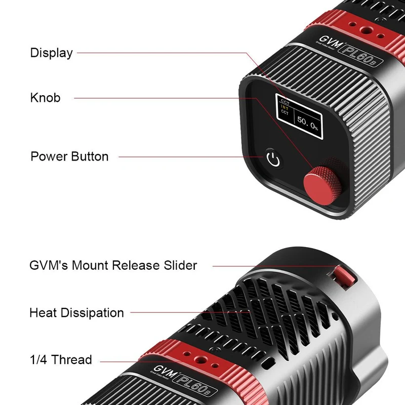 (Open Box) GVM PL60B Bi-Color Pocket LED Monolight Wihout Barrery