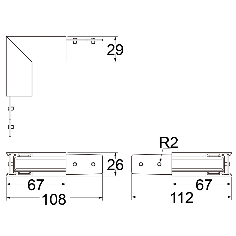 Vertikaler Eckverbinder Standard-48V-Schiene
