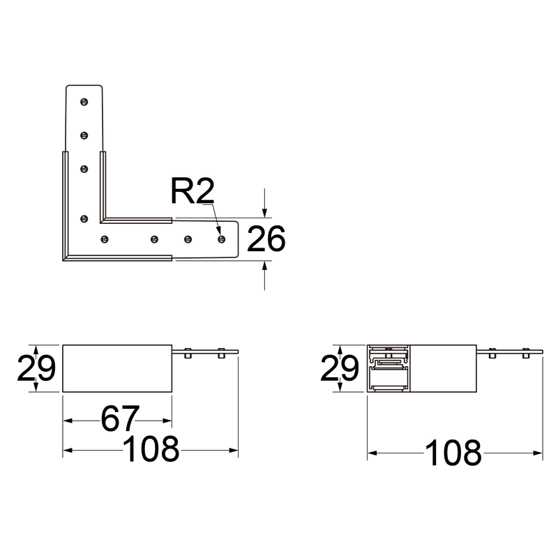 Horizontaler Eckverbinder Standard-48V-Schiene