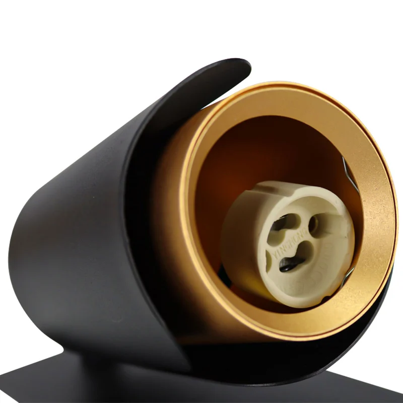 Nachttischlampe Schwarz/Gold | Tulpe | USB+C-Ladeanschluss | GU10-Fassung