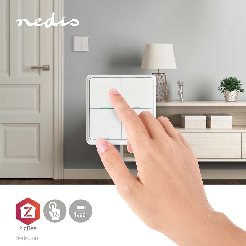 Zigbee 3.0 Smart Wandschalter | 4-Wege - Inkl. Batterie