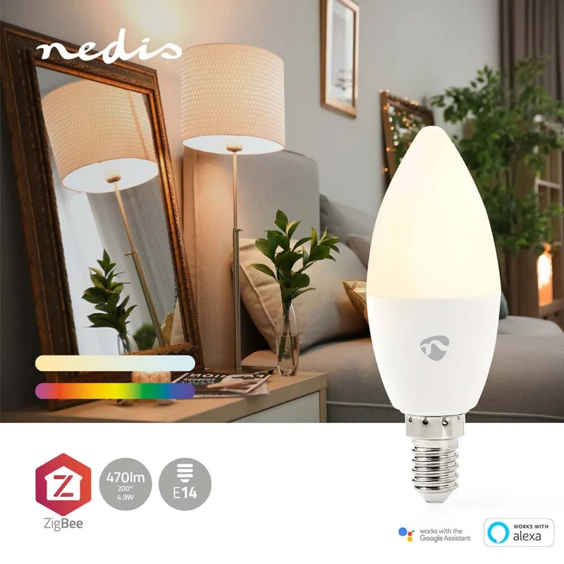 Zigbee 3.0 Smart E14 LED-Kerzenlampe | 4,9 Watt | Farbambiente – RGB+CCT
