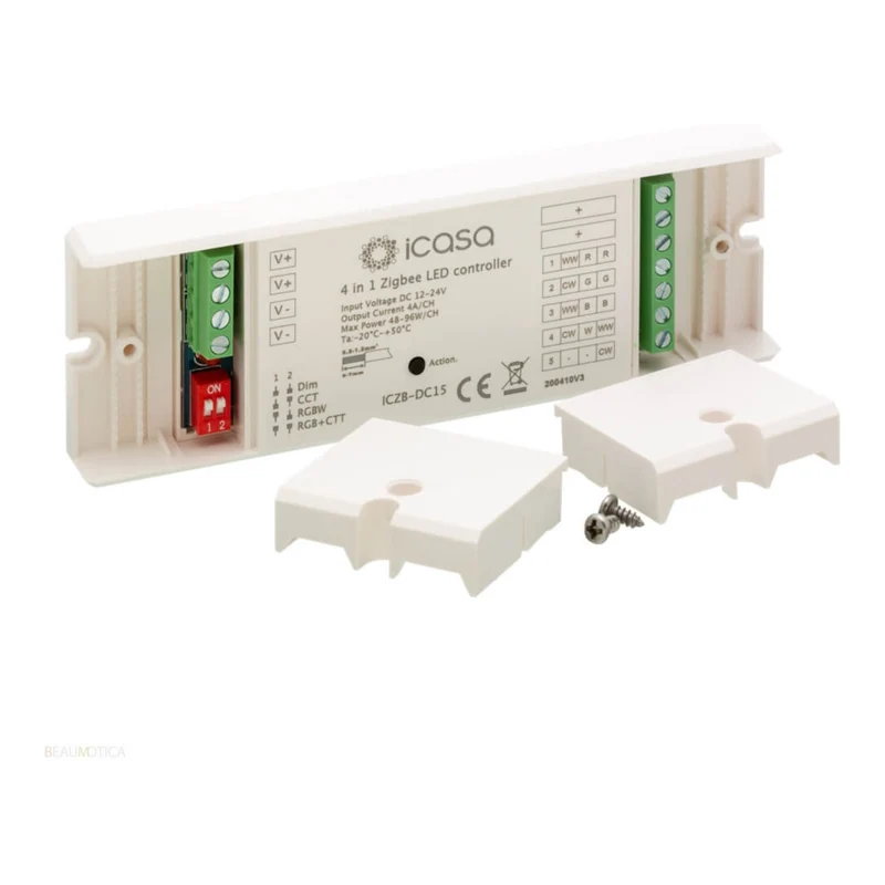 iCasa 4-in-1 Zigbee 3.0 LED-Controller – Dimmer – 12–24 V – Dimmen, CCT, RGB, RGBW, RGBWW