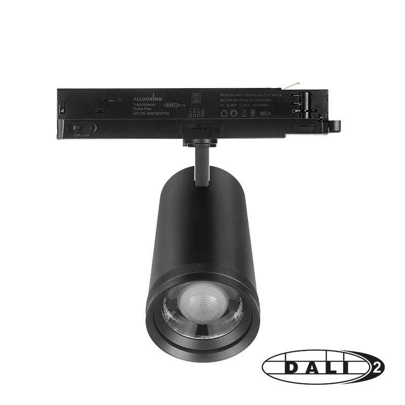 DALI 3-Phasen-Schienenstrahler | Zoombar | Wattschalter | CCT-Schalter | Schwarz