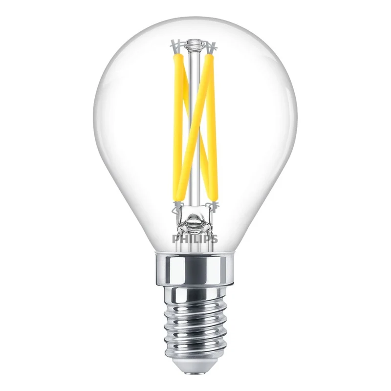 Philips MASTER LED E14 Kugelfilament, klar, 2,5 W, 340 lm – 922-927, dimmbar bis warm | Beste Farbwiedergabe – Dimmbar – Ersetzt 25 W