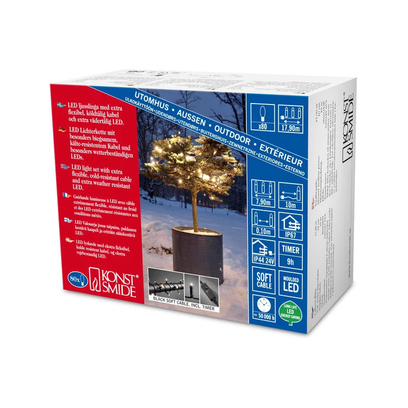 Konstsmide LED-Lichterkette, warmweiß, mit 9h Timer, IP44