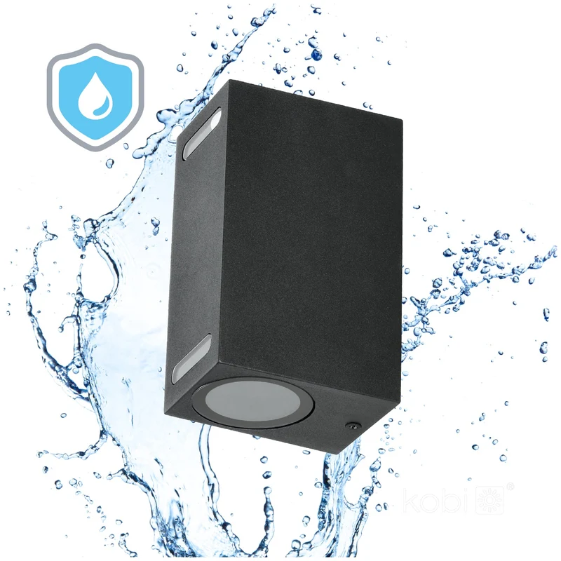 QUERK Wandleuchte | 2x GU10 | Schwarz | Wasserdicht