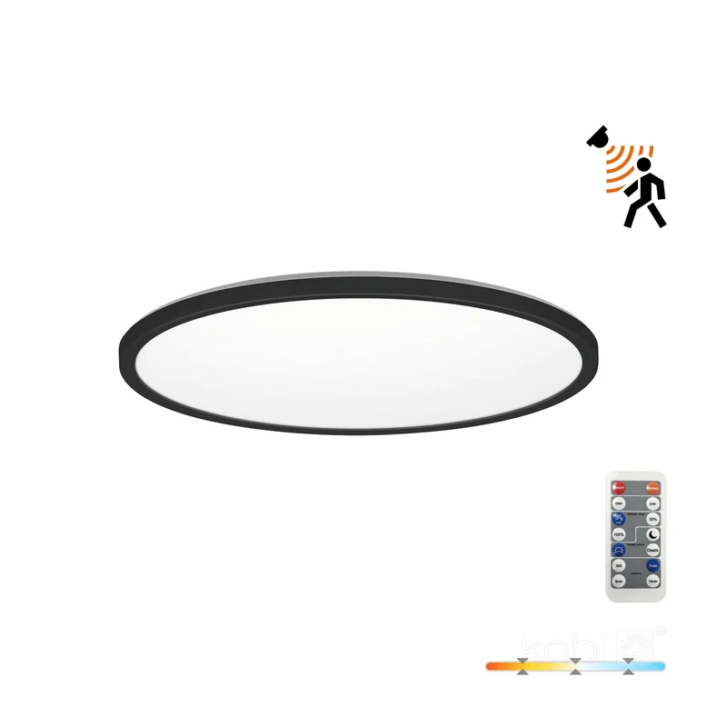 NIVERA Deckenleuchte mit Sensor | Rund | 18W | Ø300mm | Schwarz | CCT - Schalter | inkl. Fernbedienung