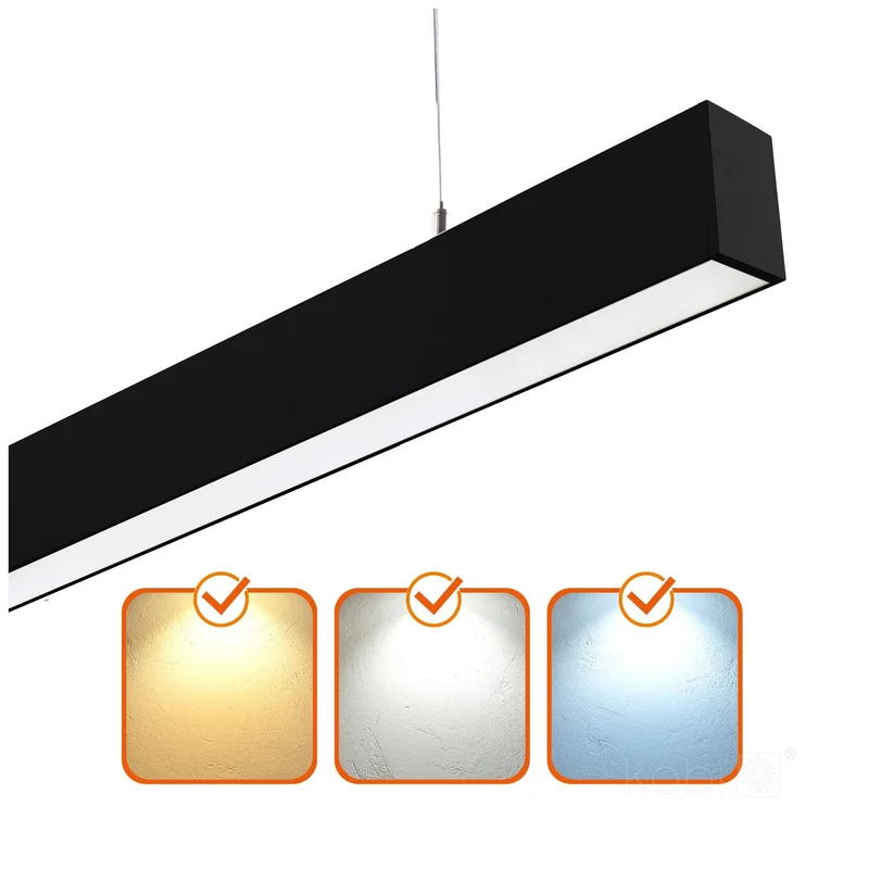 LED Linear Pendelleuchte | Bürolampe | Schwarz | 120cm | 20W | Einstellbare CCT-Lichtfarbe | KOLINE