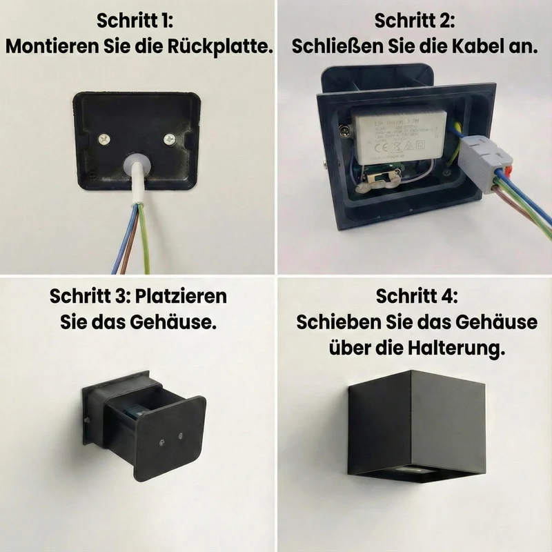 LED-Wandleuchte | Würfel | Innen/außen | DIMMBAR | Schwarz | Lichtfarbe einstellbar | Inkl. Leuchtmittel | 6W