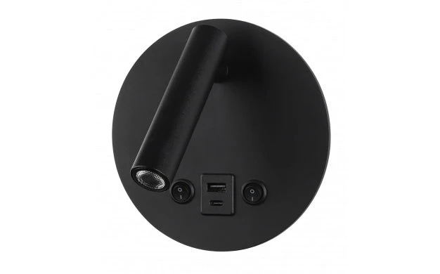 LED Wandleuchte - Nachttischlampe mit USB+C Anschluss und Schalter | Schwarz | 8W | 704 Lumen | Nicht dimmbar