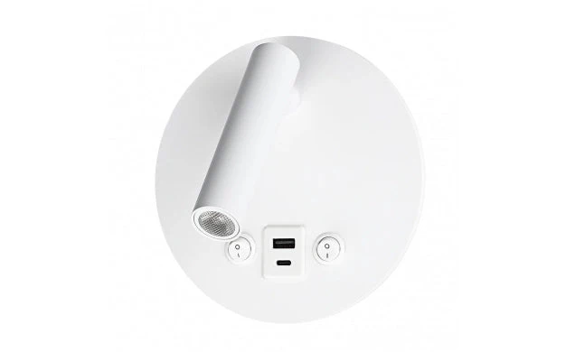 LED Wandleuchte - Nachttischlampe mit USB+C Anschluss und Schalter | Weiß | 8W | 704 Lumen | Nicht dimmbar