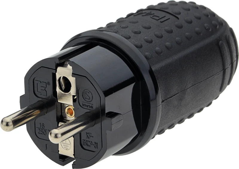 Wasserdichter Outdoorstecker Gummi | Geerdet | Männlich | IP44
