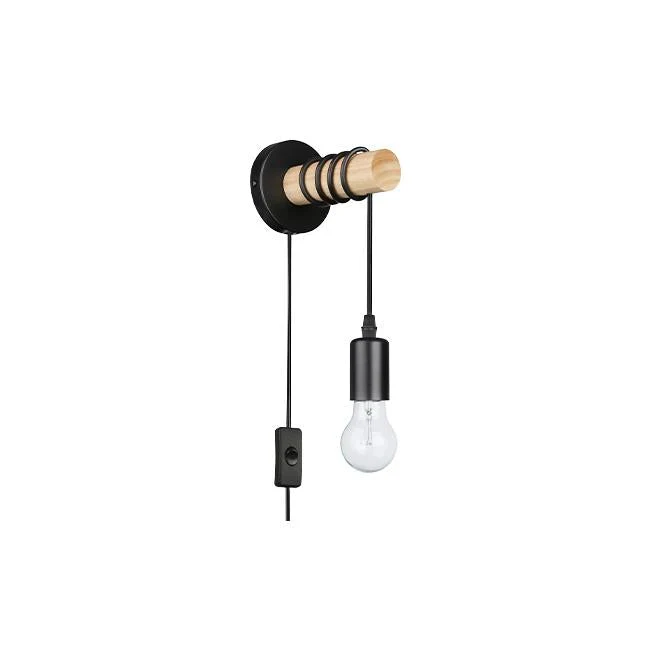 LED-Wandleuchte Hikari | E27 Fassung | Holz Schwarz | Mit Schalter