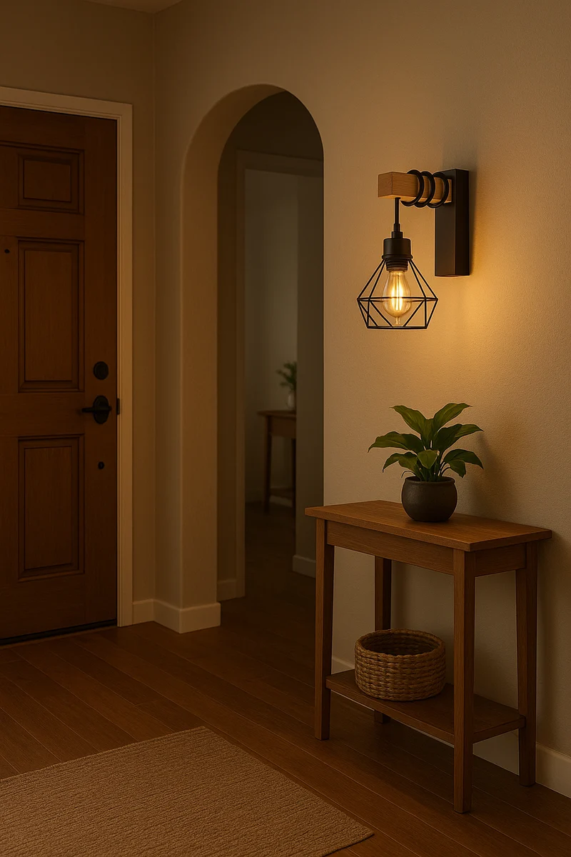 LED-Wandleuchte Elva | E27 Fassung | Holz Schwarz