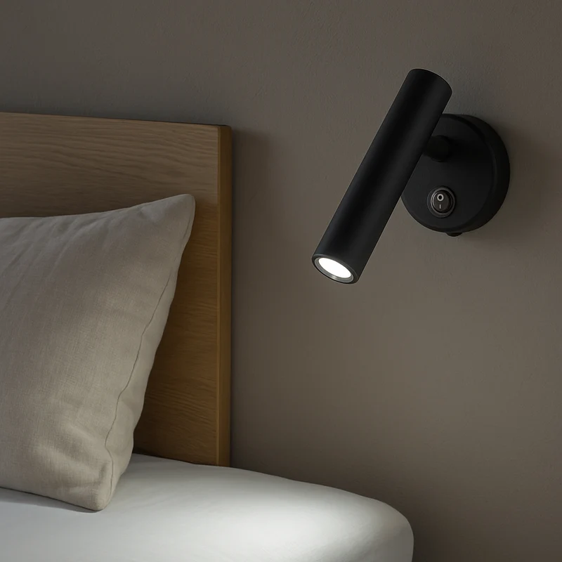 LED Wandleuchte - Nachttischlampe mit Schalter | Schwarz | 2W | 140 Lumen | Nicht dimmbar