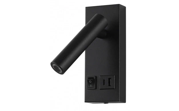 LED Wandleuchte - Nachttischlampe mit USB+C Anschluss und Schalter | Schwarz | 2W | 140 Lumen | Nicht dimmbar