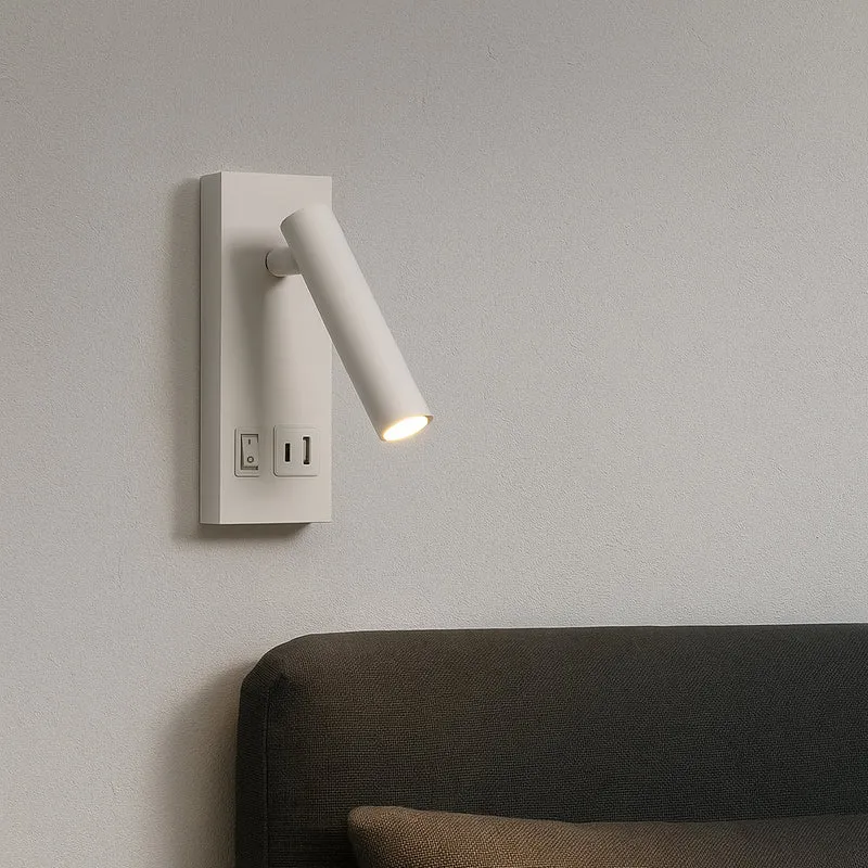 LED Wandleuchte - Nachttischlampe mit USB+C Anschluss und Schalter | Weiß | 2W | 140 Lumen | Nicht dimmbar