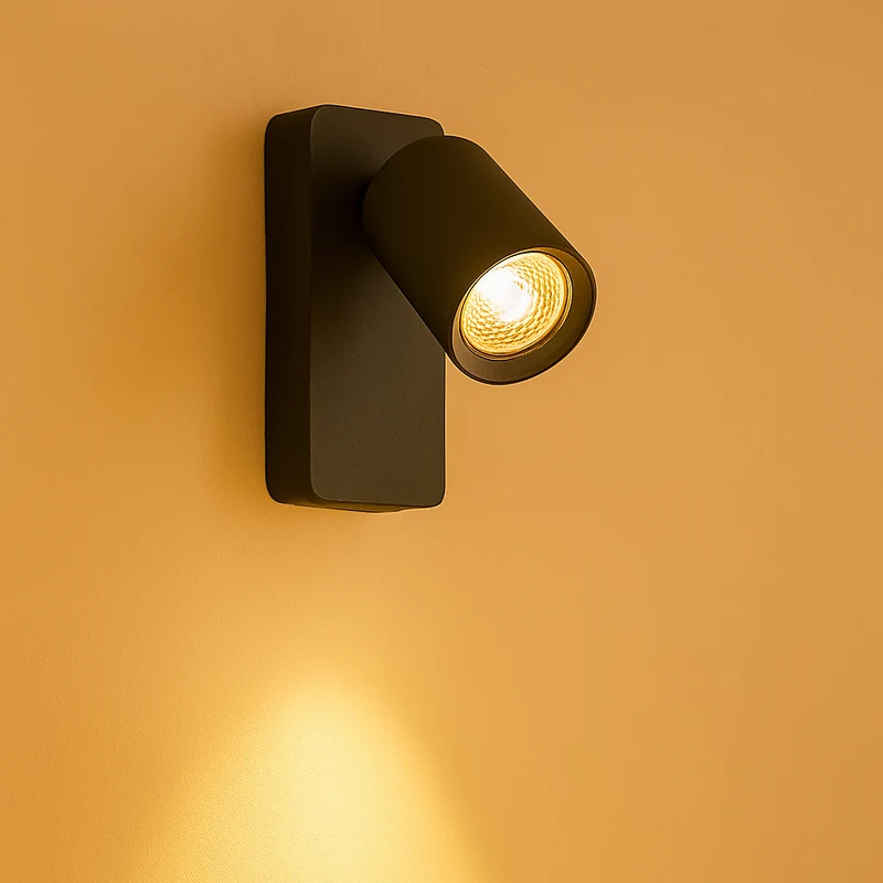 Nachttischlampe - Wandlampe | Schwarz | GU10-Fassung | USB- und USB-C-Anschluss | KUNA