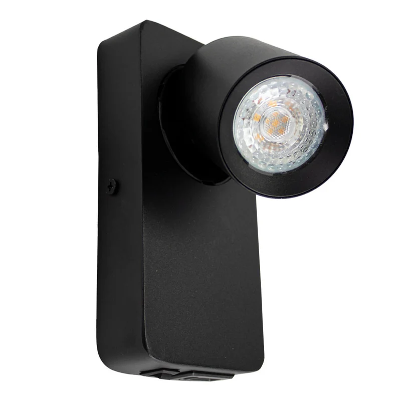 Nachttischlampe - Wandlampe | Schwarz | GU10-Fassung | USB- und USB-C-Anschluss | KUNA