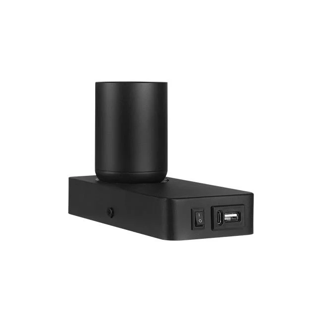 Nachttischlampe - Wandlampe | Schwarz | GU10-Fassung | USB- und USB-C-Anschluss | KUNA