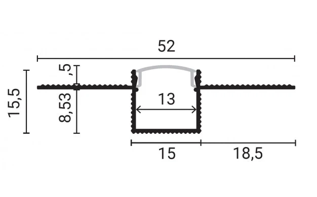 LED-Streifen Stuckprofil | 2 Meter | Silber | Weiße Abdeckung | Horizontal biegbar