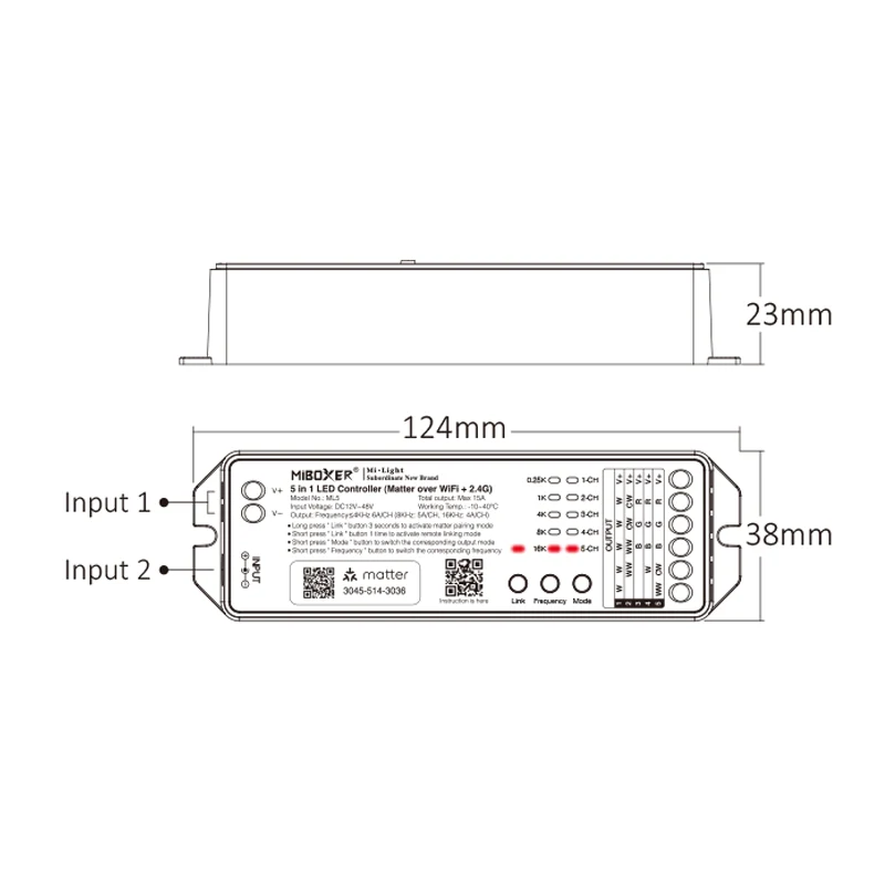 Mi-Light Matter Controller | RGB+CCT | 5-24V | IP20