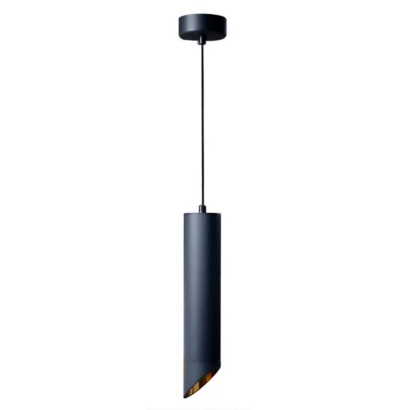 Schwarze Hängelampe länglich - 30cm | GU10-Fassung | Gold
