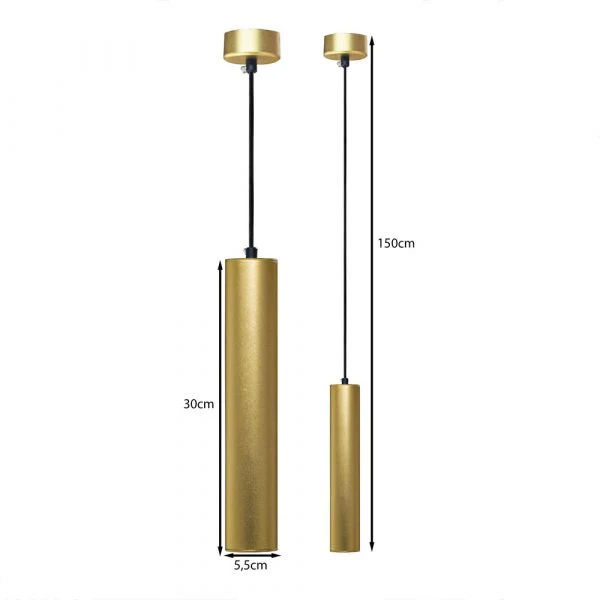 Goldene Hängelampe länglich - 30cm | GU10-Fassung