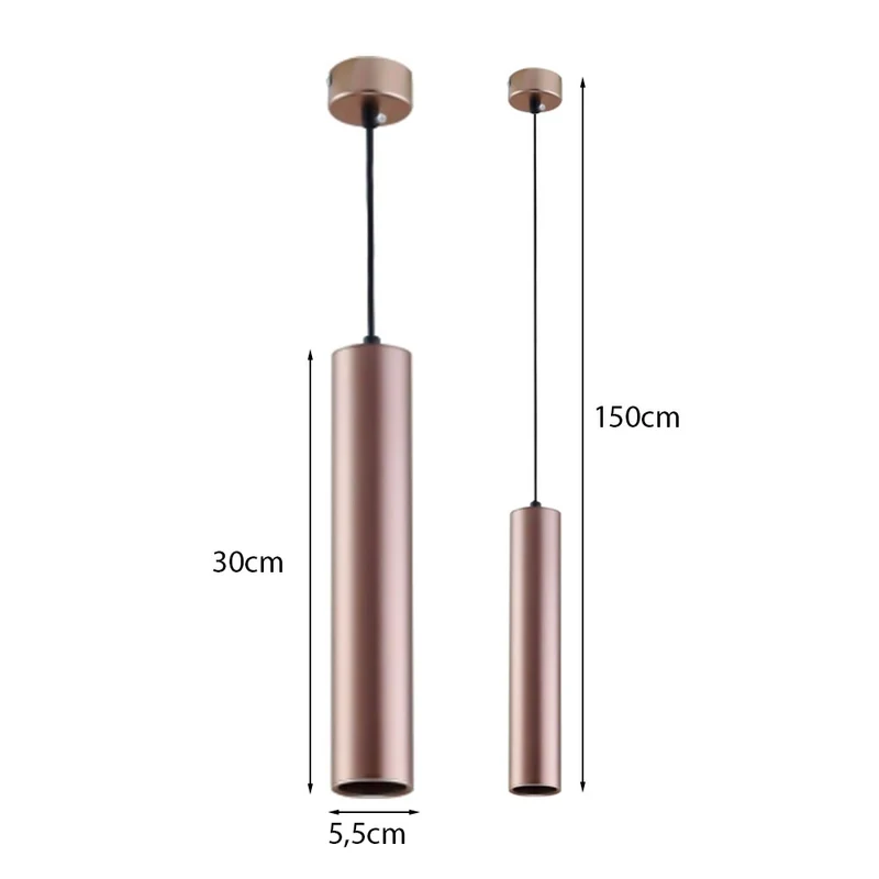 Hängelampe länglich - 30cm | Roségold | GU10-Fassung