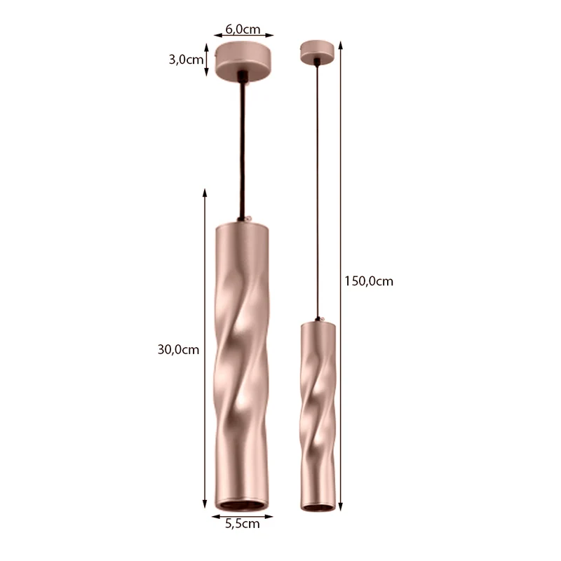 Moderne Hängelampe mit Locken | 30cm | Roségold | GU10-Fassung