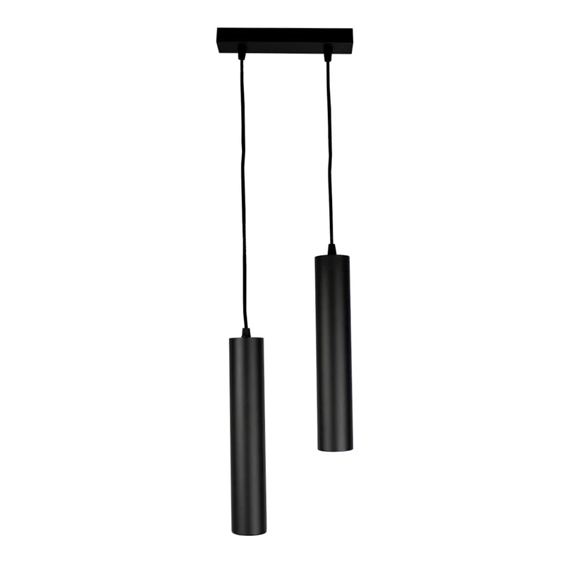 Doppelte längliche Hängelampe 29CM | Schwarz | 2x GU10 | 0,7 m langes Kabel