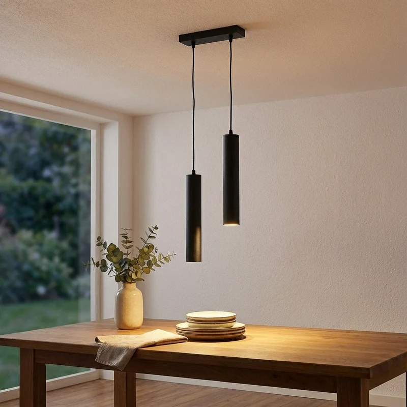 Doppelte längliche Hängelampe 29CM | Schwarz | 2x GU10 | 0,7 m langes Kabel