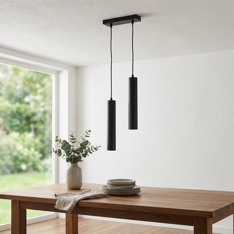 Doppelte längliche Hängelampe 29CM | Schwarz | 2x GU10 | 0,7 m langes Kabel