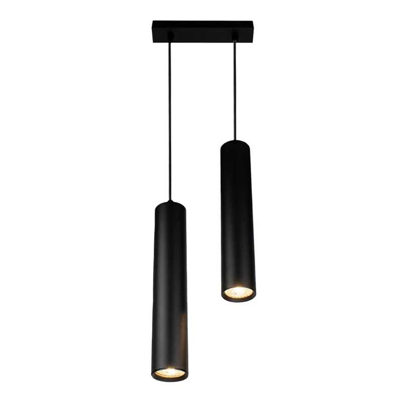 Doppelte längliche Hängelampe 29CM | Schwarz | 2x GU10 | 0,7 m langes Kabel