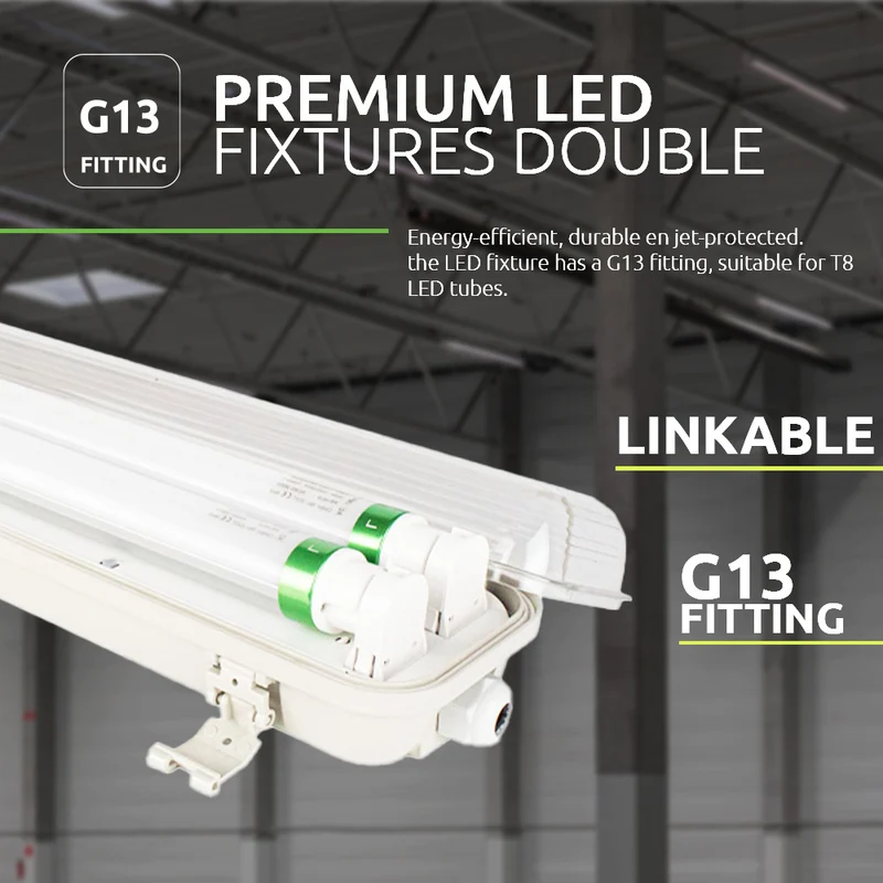LED-Leuchtstofflampe | 150cm | IP65 wasserdicht | Für Doppel-LED-Leuchtstoffröhren | High serie