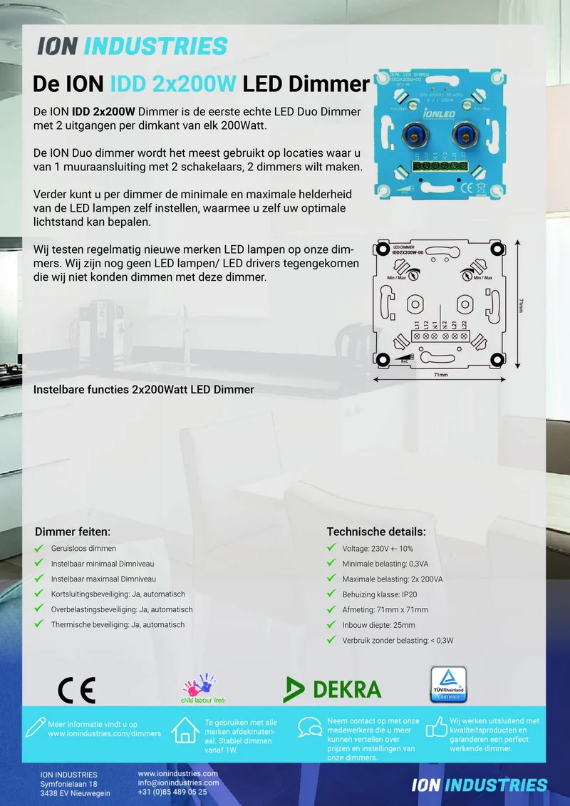 DUO Universal-LED-Dimmer 2x 200W | Phase-Off/On-Schneiden – Pro-Serie