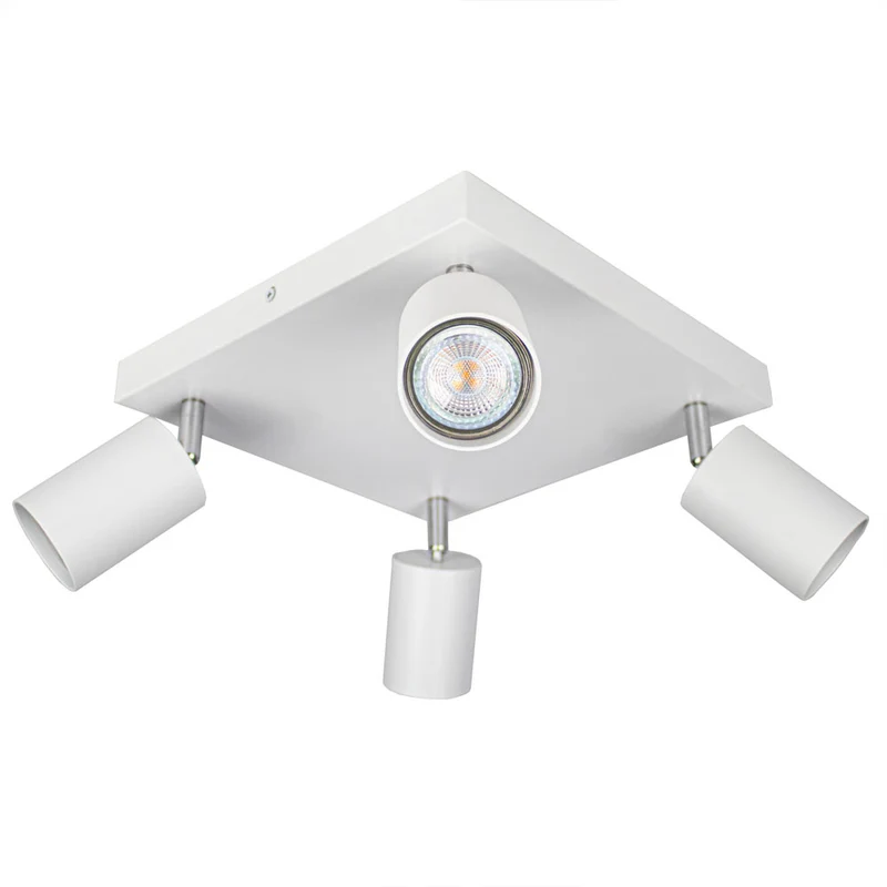 Moderner Deckenspot quadratisch | Bau | weiß | 4 x GU10-Fassung