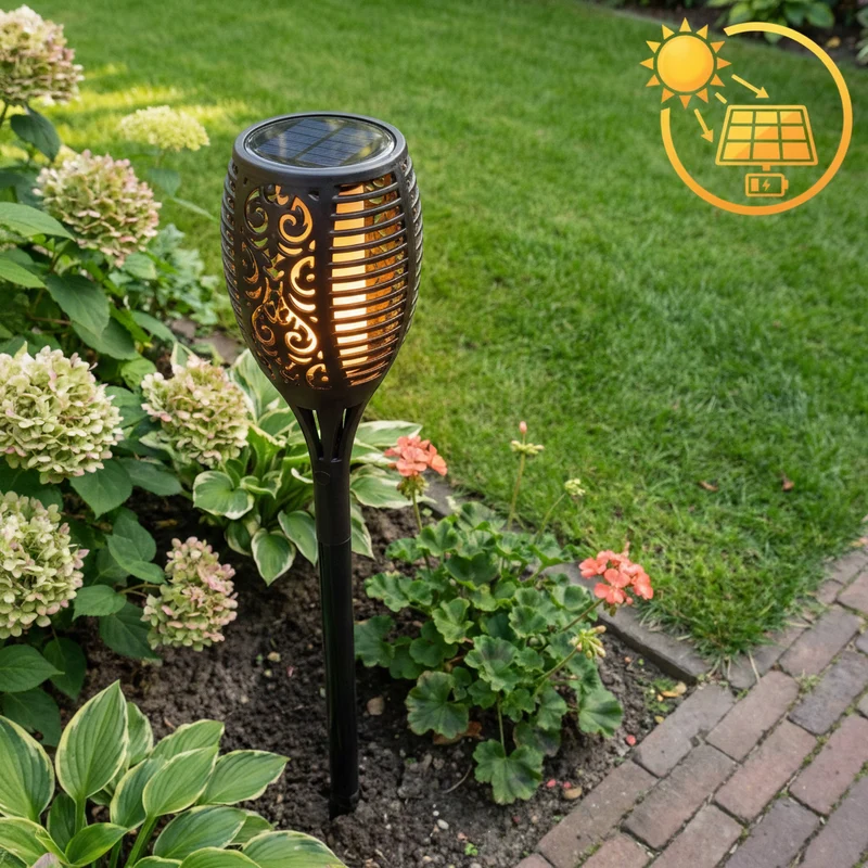 Solar-LED-Gartenfackel | 50cm | 2200K – Extra warmes Weiß