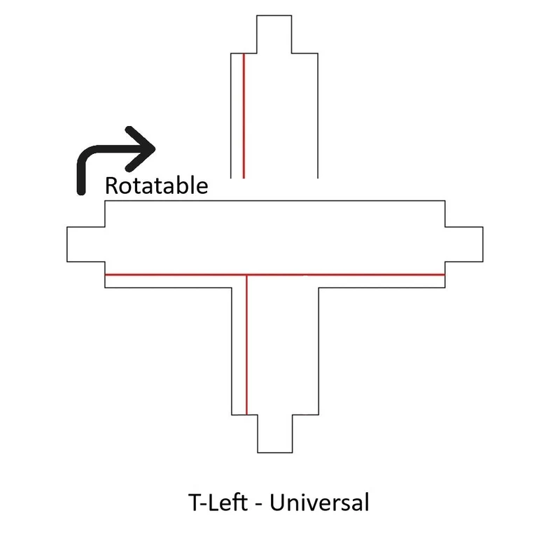 3-Phasen-Schienen-T-förmiger Innenverbinder | Schwarz | Links Universal