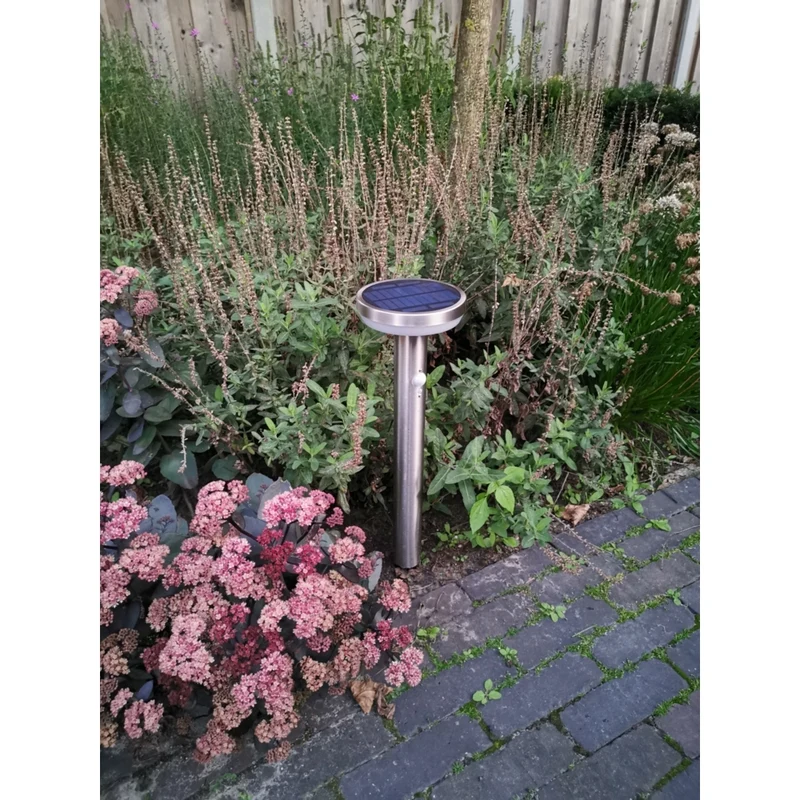 Solar-LED-Standleuchte für den Außenbereich mit Sensor | Spieß | rund | 4,4W | 3000K – Warmweiß