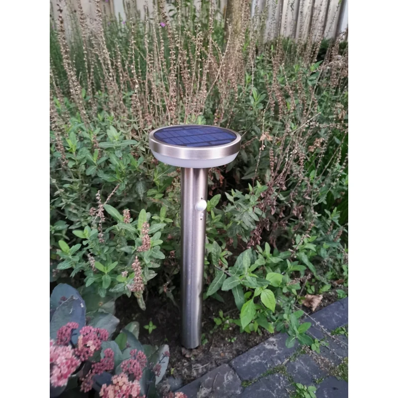 Solar-LED-Standleuchte für den Außenbereich mit Sensor | Spieß | rund | 4,4W | 3000K – Warmweiß